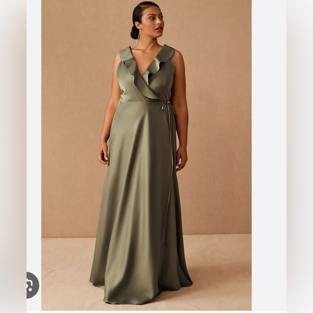 - BHLDN ( Anthropologie) Moss Green Bridesmaid Dress